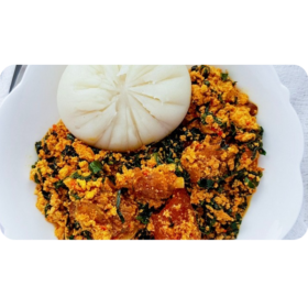 Pounded yam and egusi soup