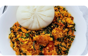 Pounded yam and egusi soup